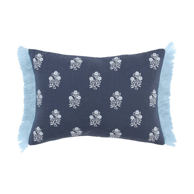 Oversize Vintage Lumbar Throw Pillow Blue Rizzy Home