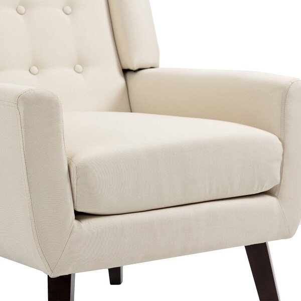 Modern Cotton Linen Upholstered Armchair Tufted Accent Chair