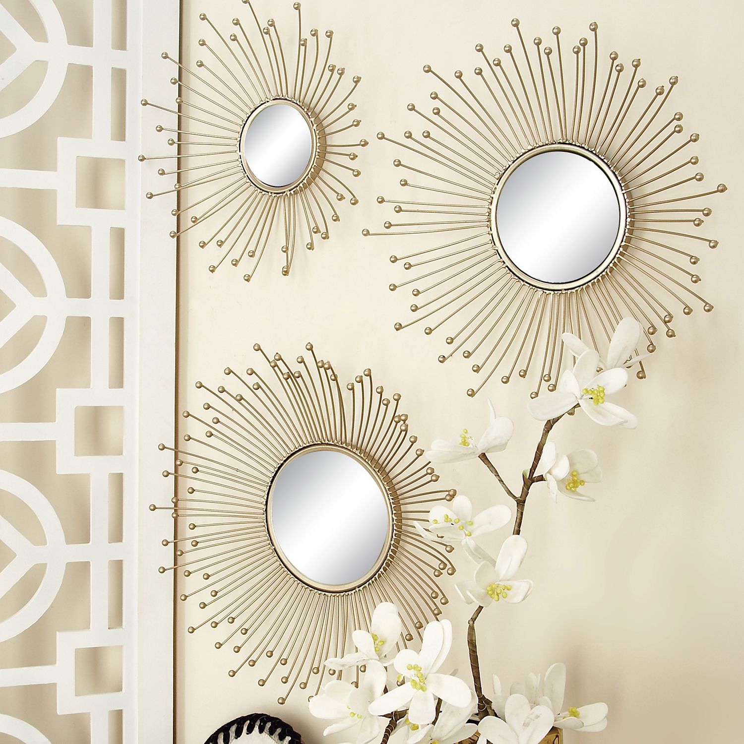 Stella and Eve Glam-Inspired Radial Wall Mirror 3-piece Set