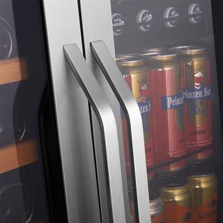 LANBO Wine Refrigerator 30 in. Dual Zone 33-Bottle 70-Can Beverage and Wine cooler in Stainless Steel LW3370B