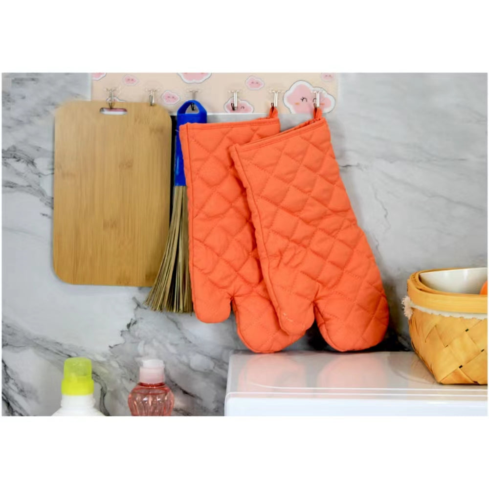 Movsou Oven Mitts 2 Pcs Set， Kitchen Oven Glove High Heat Resistant Long Flexible Thick Gloves for Cooking BBQ Kitchen Mitt Orange