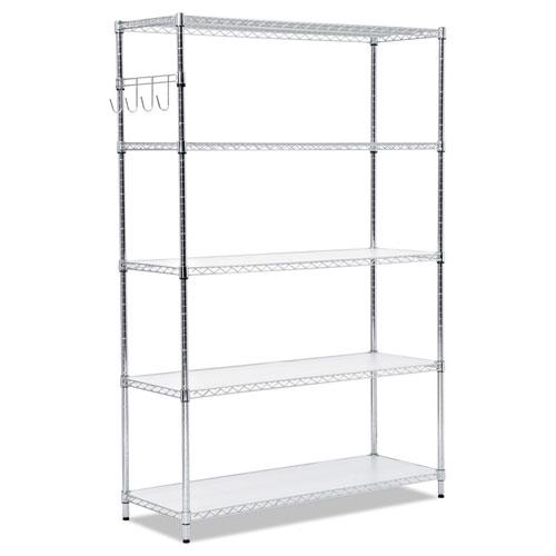 5Shelf Wire Shelving Kit With Casters And Shelf Liners 48w X 18d X 72h Silver