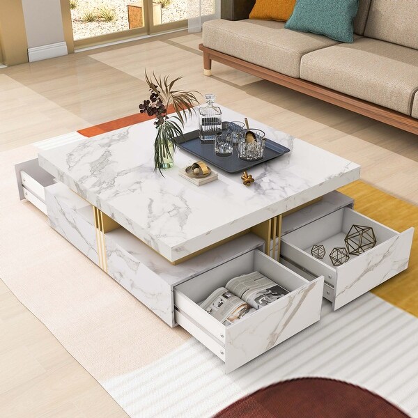 White Square Storage Coffee Table