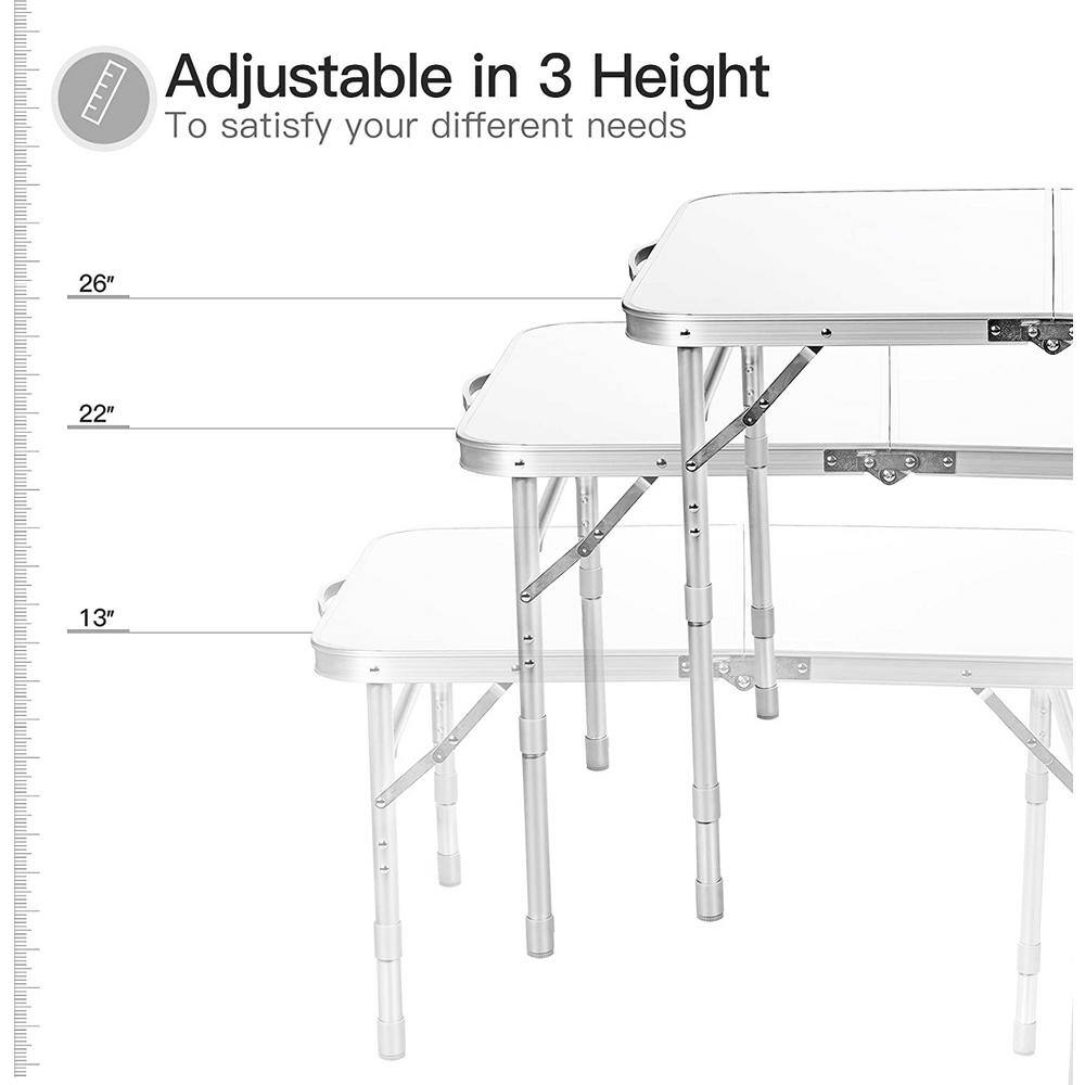 SUGIFT 26 in. H Rectangle Aluminum Folding Portable Outdoor Picnic Table SGFT88334