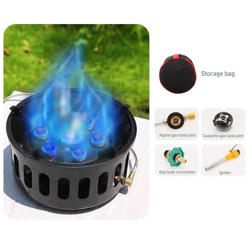 Outdoor Seven Star Stove Windproof Strong Fire Stove Head folding cooking