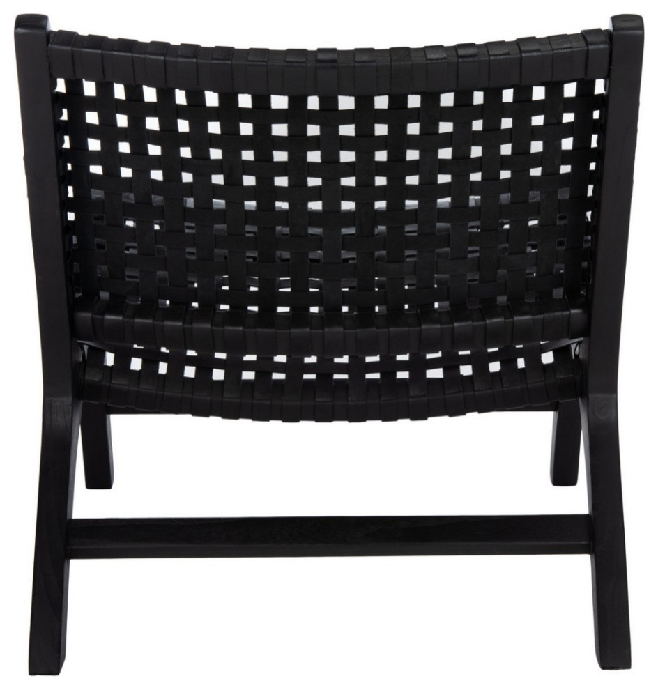 Lana Leather Woven Arm Chair  Black   Midcentury   Armchairs And Accent Chairs   by Rustic Home Furniture Deco  Houzz