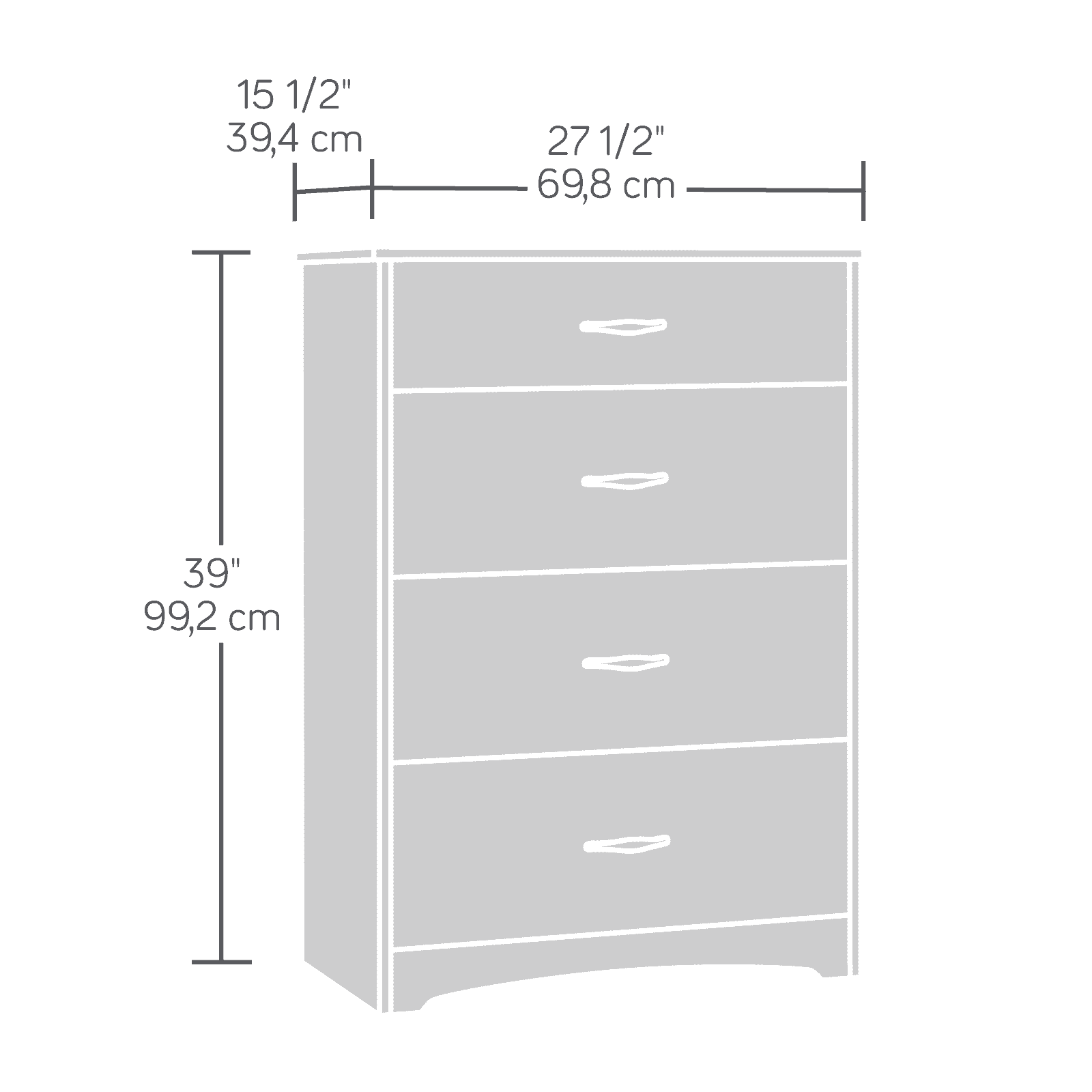 4-Drawer Dresser， Highland Oak Finish