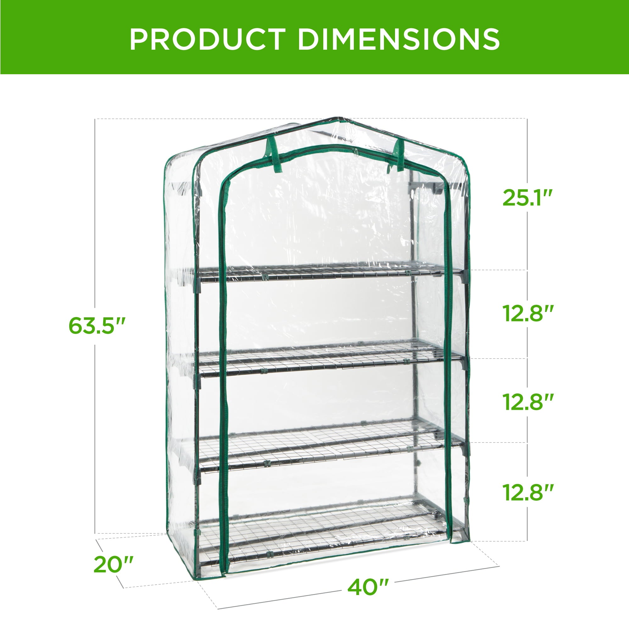 Best Choice Products 40in Wide 4-Tier Mini Greenhouse, Portable Indoor Outdoor Arboretum for Yard w/ Steel Shelves