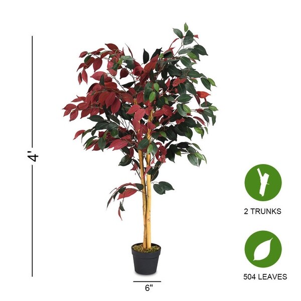 4 Feet Tall Artificial Ficus Tree with Nursery Pot