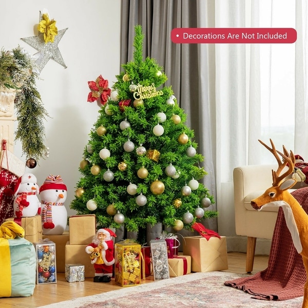 Unlit Artificial Christmas Tree with Metal Stand