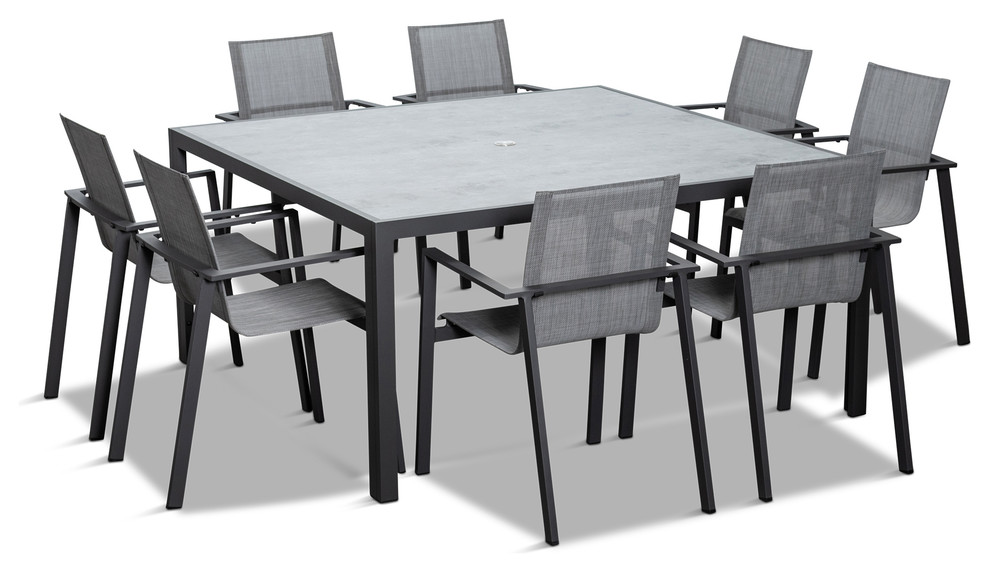 Lift 9 Piece Square Dining Set   Transitional   Outdoor Dining Sets   by Harmonia Living  Houzz