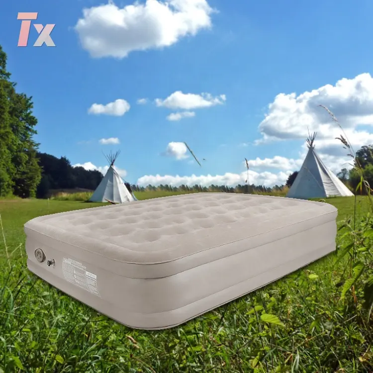 Self inflating Big Size Air Mattress Bed With Built in Rechargeable Pump Portable Inflatable Double Airbed Sleeping Pad