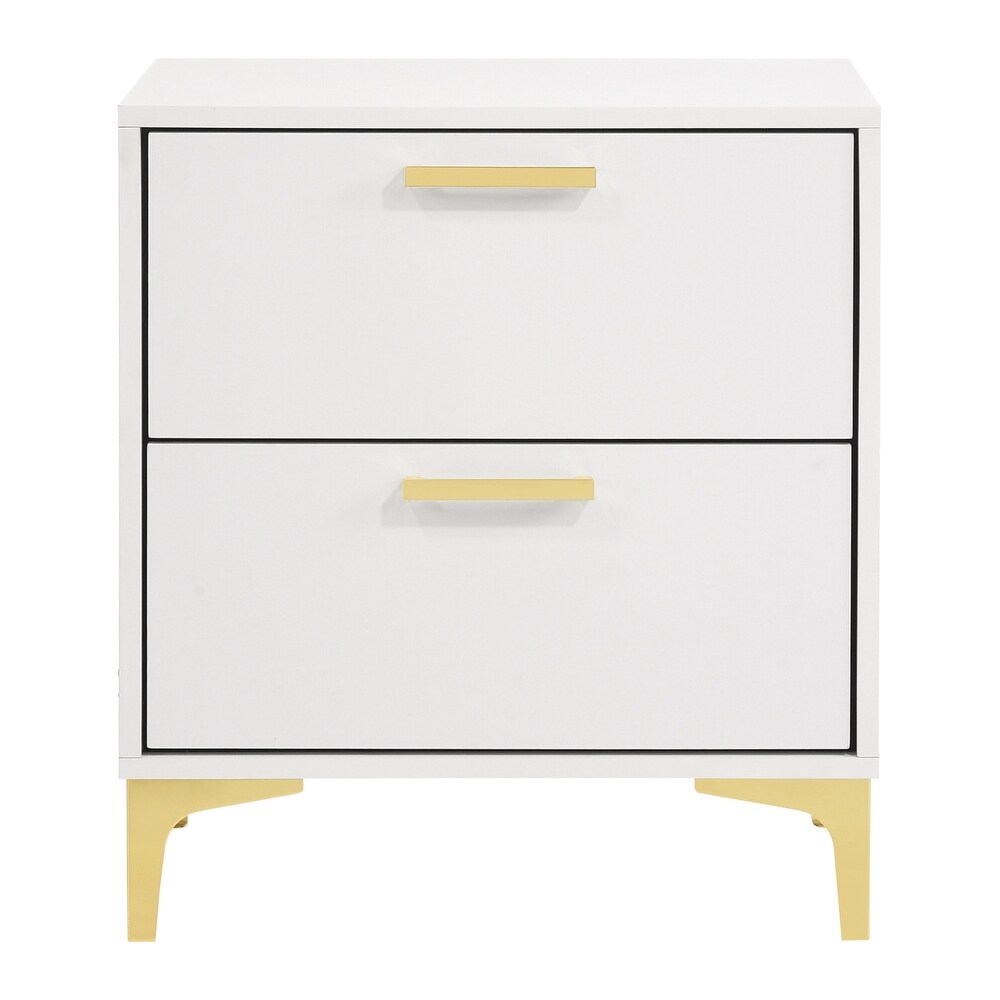 Karena White Rectangular 2 Drawer Nightstand