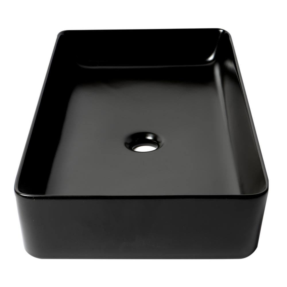 ALFI BRAND 24 in. Above Mount Porcelain Rectangular Vessel Sink in Black Matte ABC902-BM