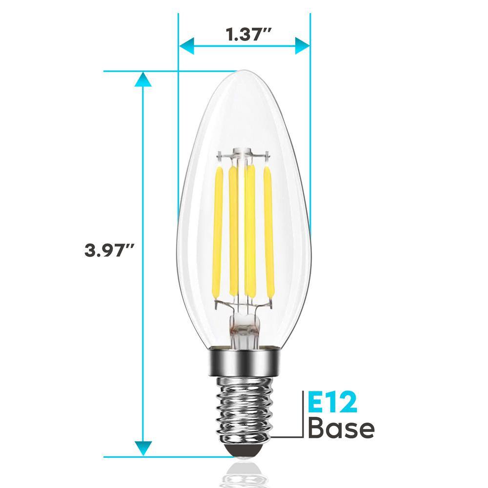 LUXRITE 100-Watt Equivalent B11 Dimmable Vintage Edison LED Light Bulb 5000K Bright White 7-Watt Damp Rated (6-Pack) LR21638-6PK