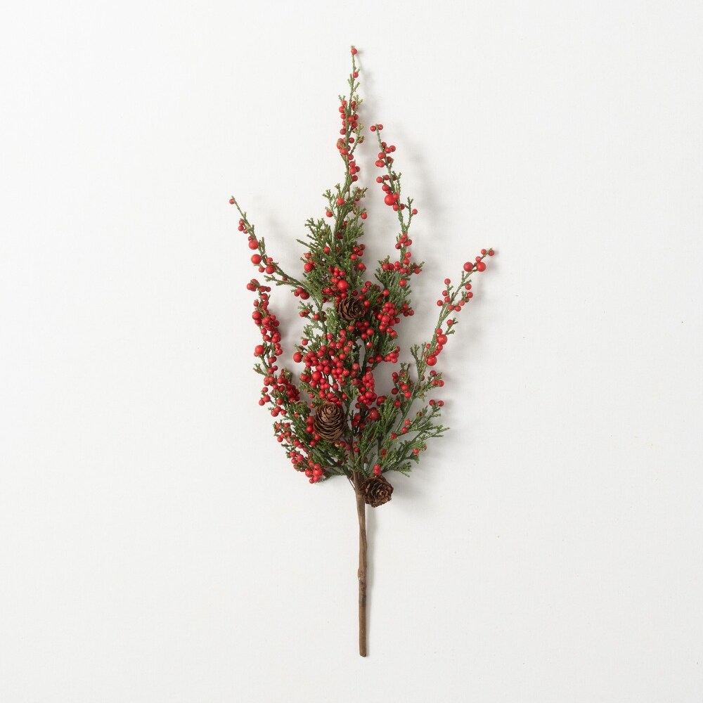 Artificial Cedar And Berry Stem Multicolor 19\