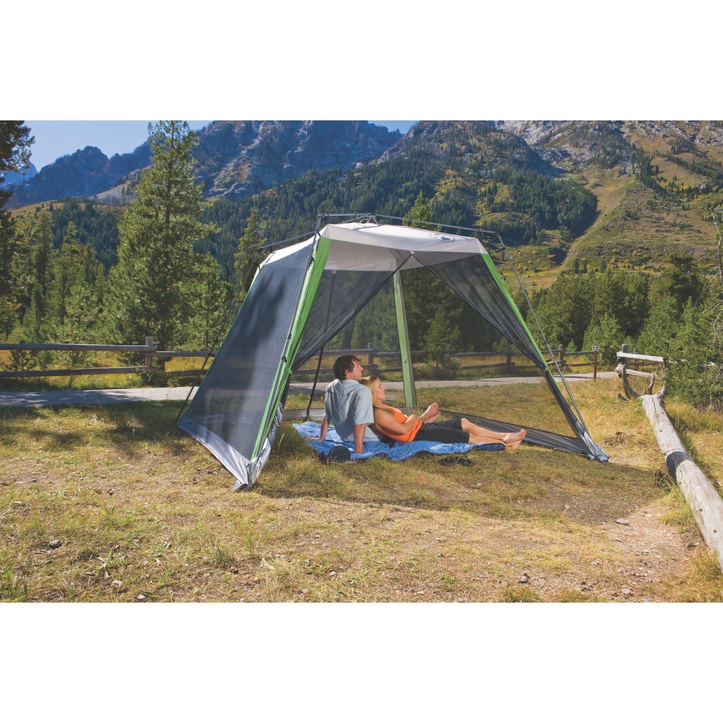 Coleman 10 x 10 Screened Canopy Sun Shelter Tent with Instant Setup， White