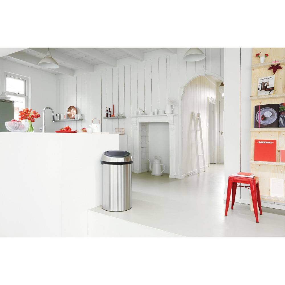 Brabantia 16 Gal. Matte Steel Fingerprint Proof Touch Top Trash Can 484506