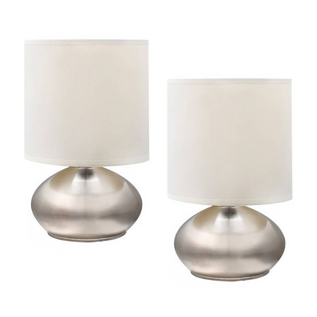 2pk Small Matching Touch Table Lamp Set Silver Cresswell Lighting