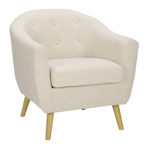 Rockwell Mid Century Accent Chair in Cream Fabric ...