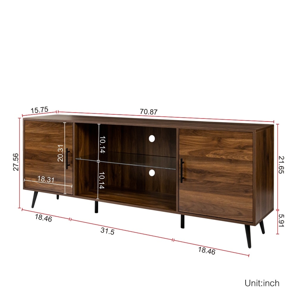 TV Stand Mid Century Wood Modern Entertainment Center Adjustable Storage Cabinet TV Console for Living Room