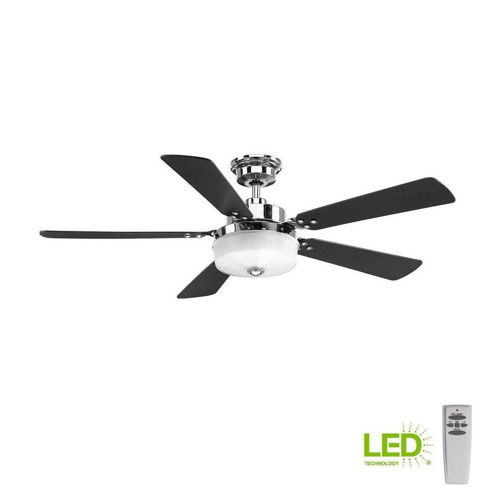 Progress Lighting Tempt 54 in. LED Indoor Polished Chrome Ceiling Fan with Light Kit and Remote P2578-1530K