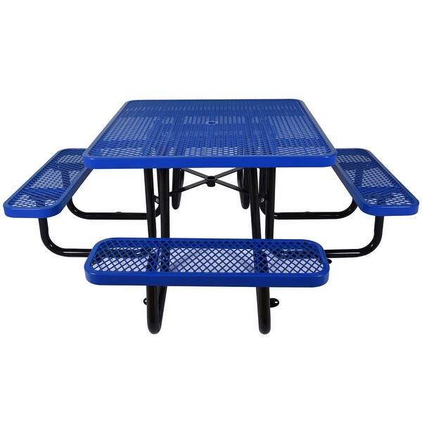 Square Outdoor Steel Picnic Table， 46