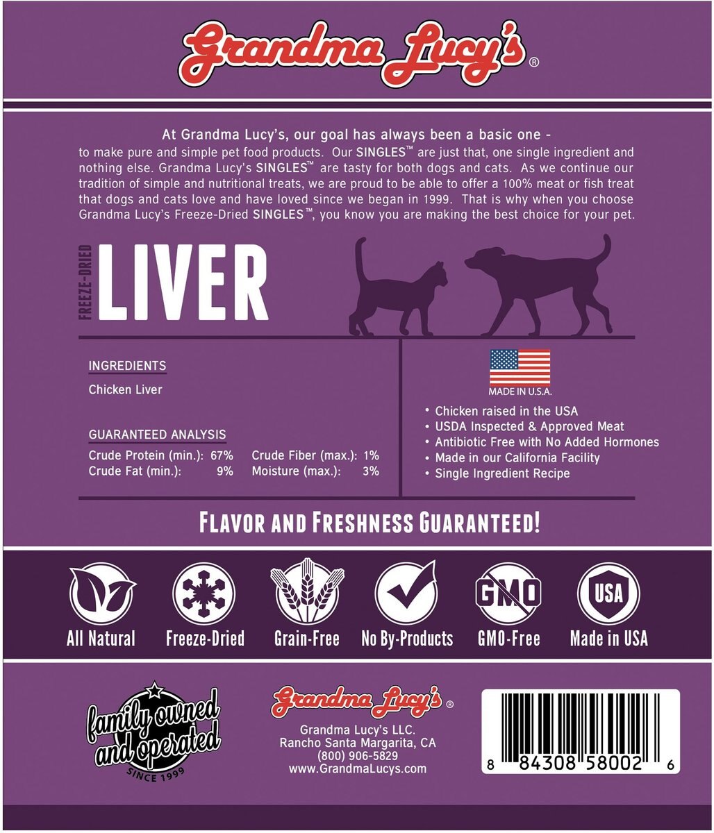 Grandma Lucy's Freeze-Dried Singles Liver Dog and Cat Treats