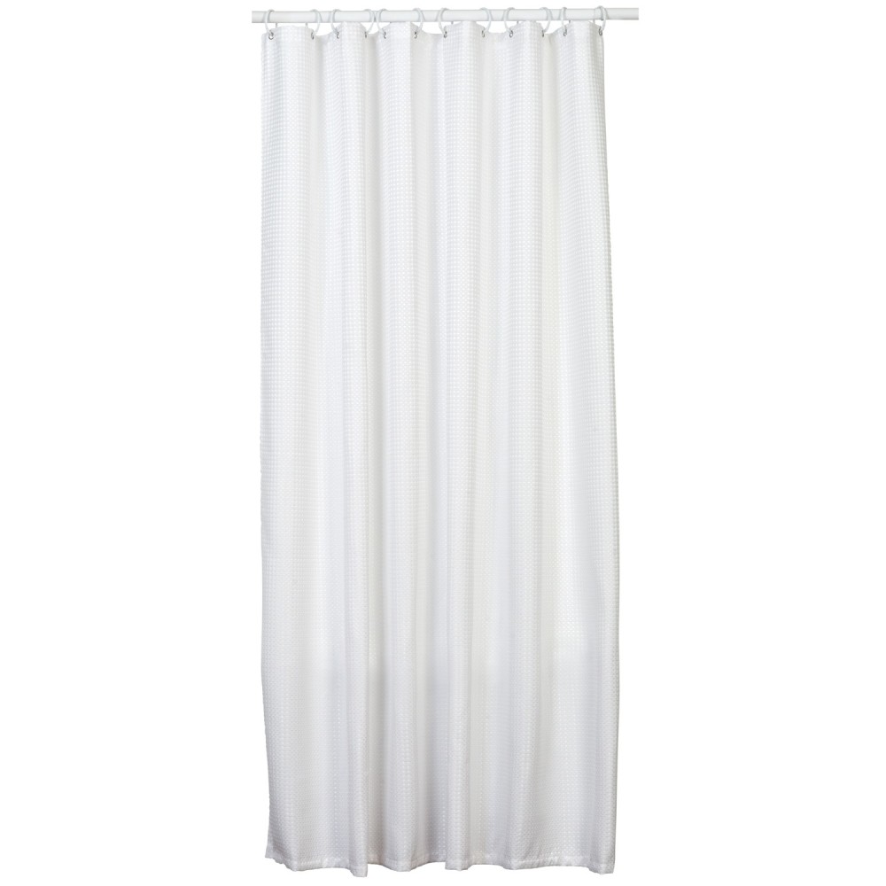 Zenith White Polyester Waffle Weave Shower Curtain Liner