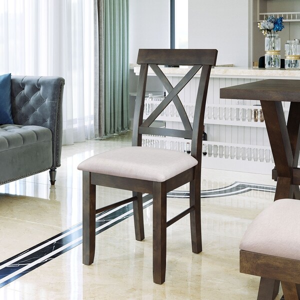 2-Piece Farmhouse Upholstered Dining Chairs