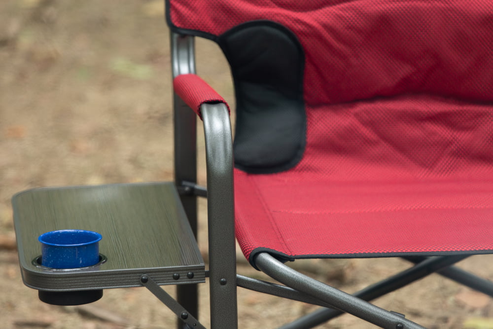 Ozark Trail XXL Folding Padded Director Chair with Side Table, Red