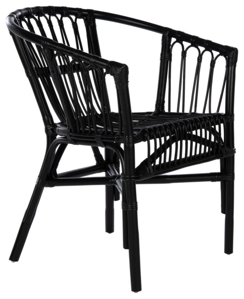 Dora Rattan Accent Chair Black  Set 2   Tropical   Armchairs And Accent Chairs   by V.S.D Furniture  Houzz