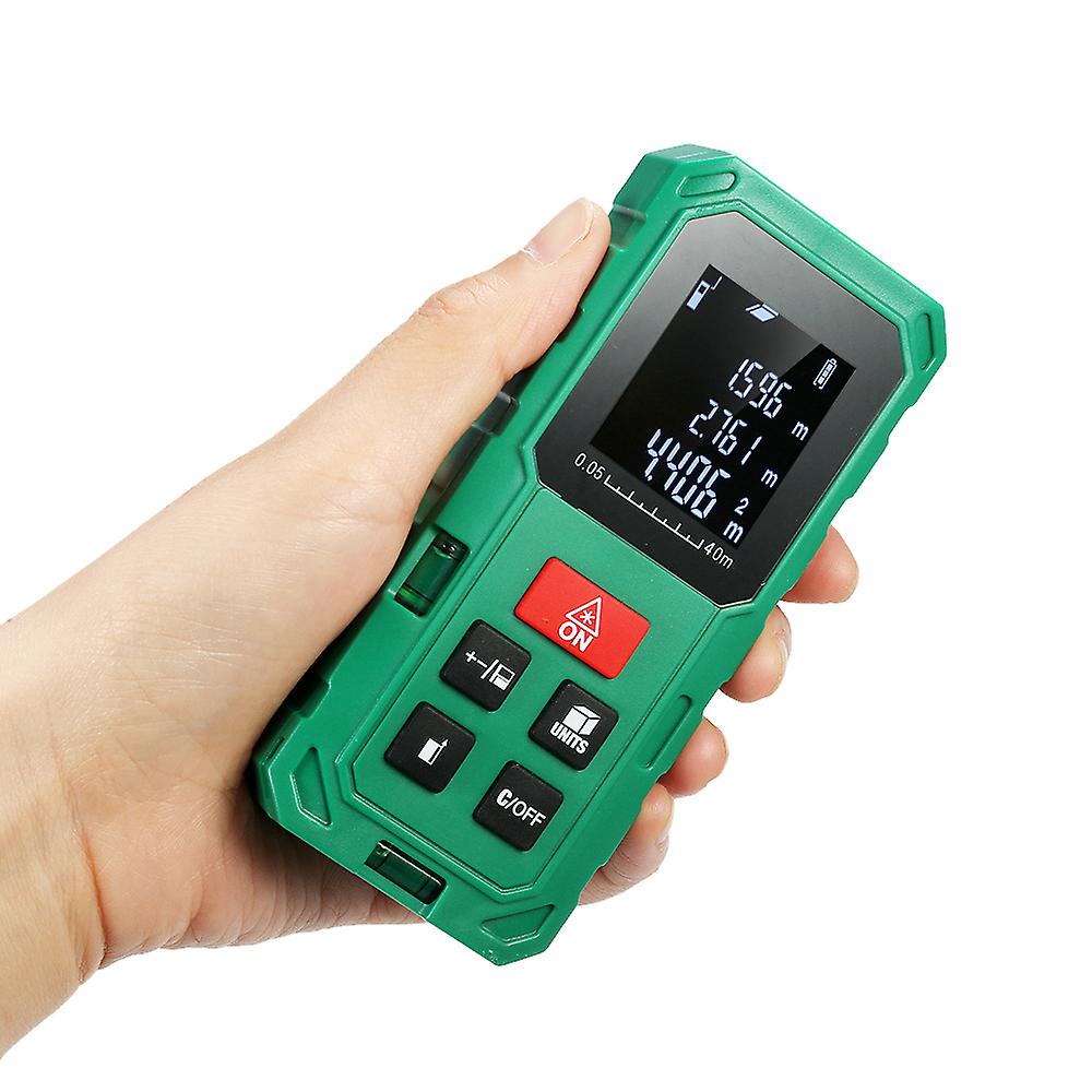 40m Portable Handheld Digital Laser Distance Meter High Precision Range Finder Length Area Volume Measurement 20 Group Data Storage With Vtn Lcd Green