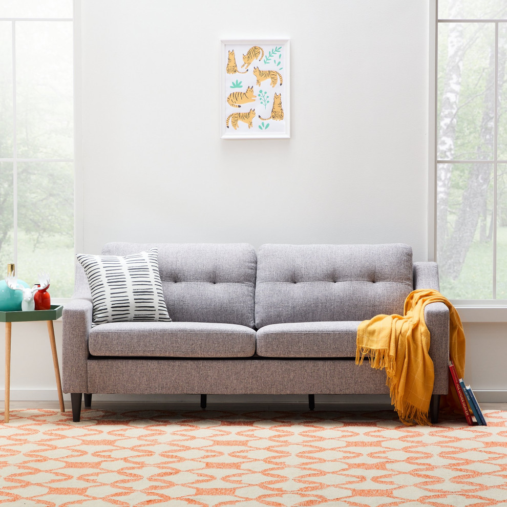 Retro Sofa  Cushioned Seat With Curved Back  ampTufted Back   Midcentury   Sofas   by Decorn  Houzz