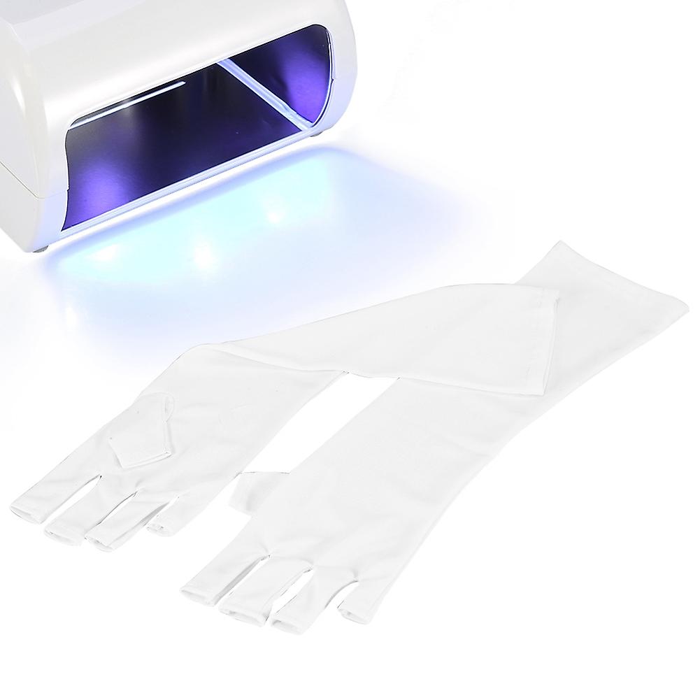 1 Pair White Useful Anti Uv Mitt Long Gloves For Uv Light/lamp Radiation Protection Manicure