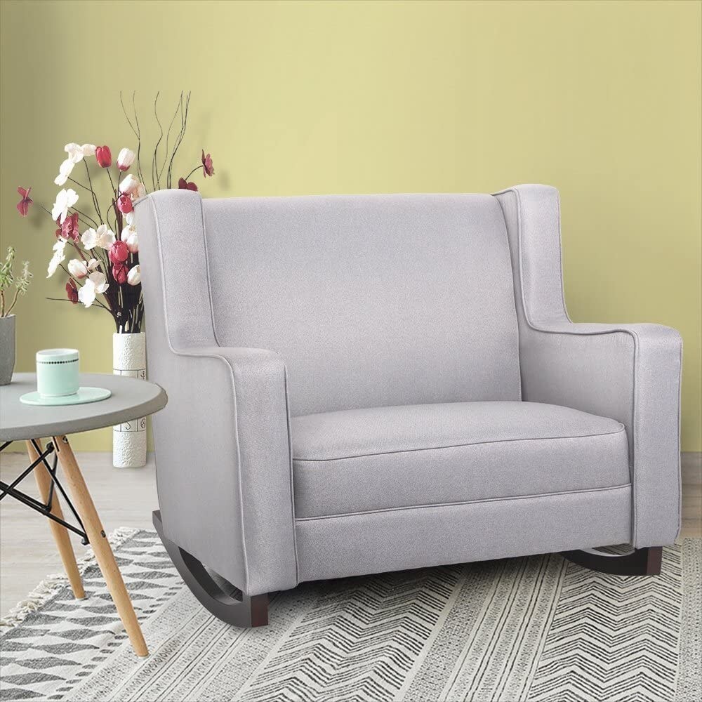 AECOJOY Upholstered Rocking Chair Padded Seat Fabric Rocker