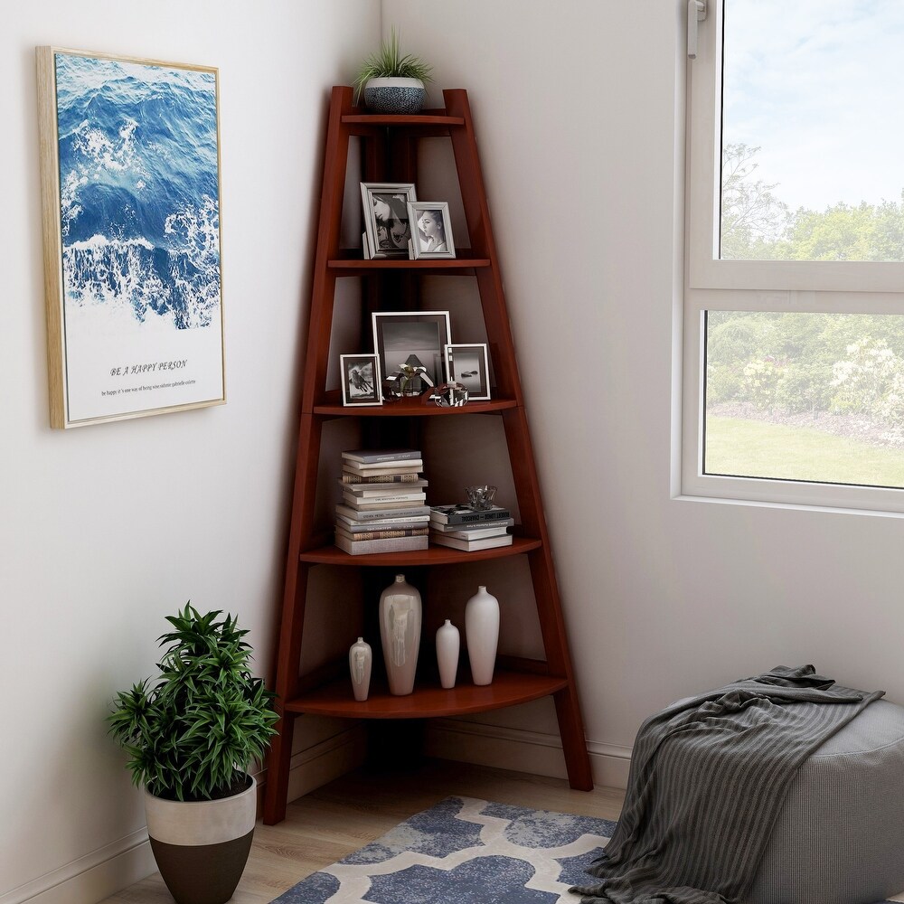 Kiki Transitional 5 Tier Corner Ladder Display Bookshelf by Furniture of America