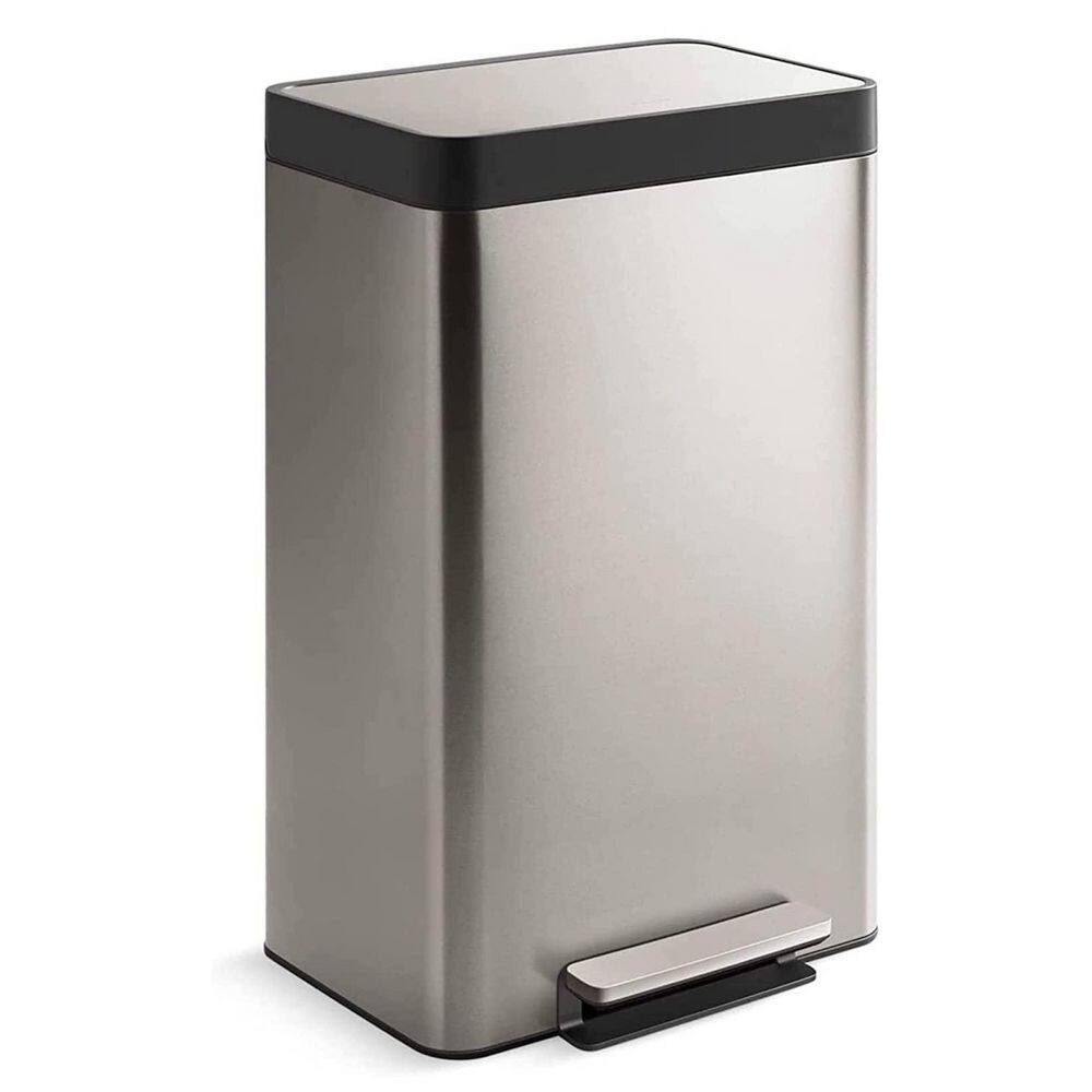 THE CLEAN STORE 50 Liter13.2 Gallon Soft-Close Smudge Resistant Trash Can with Foot Pedal and Built in Filter- Stainless Steel HD-79514