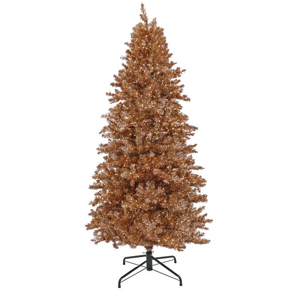 National Tree Company 10 ft. PreLit Christmas Rose Gold Metallic Tree