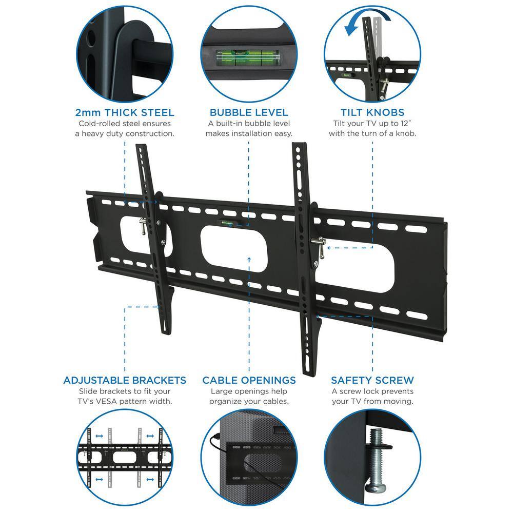 mount-it! Heavy-Duty Wide Screen Tilt Wall Mount for 42 in. to 90 in. Screen Size MI-318L