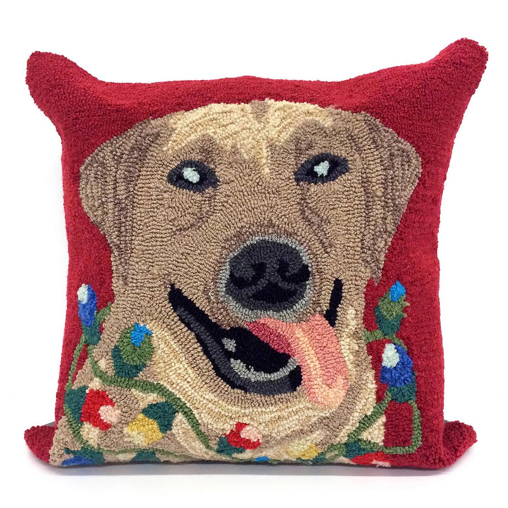 Liora Manne Frontporch Happy Holidays Dog Indoor Outdoor Throw Pillow