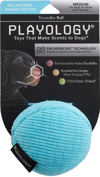 Playology All Natural Peanut Butter Scented Plush Squeaky Ball Dog Toy