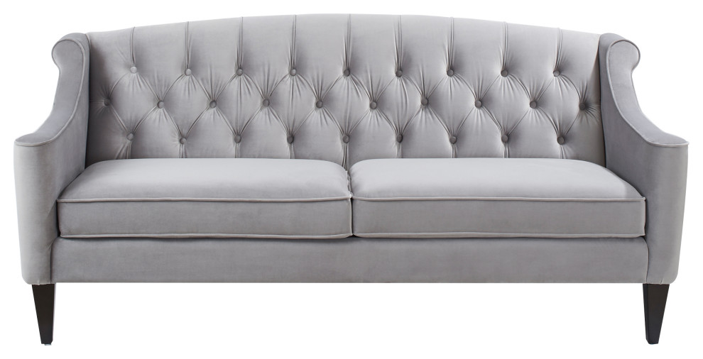 Ken 74 quotUpholstered Button Tufted Sofa   Transitional   Sofas   by Jennifer Taylor Home  Houzz