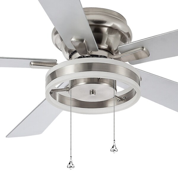 52-IN Nickel Flush Mount LED Ceiling Fan with Light Kit(5 blade) Shopping - The Best Deals on Ceiling Fans | 41673291