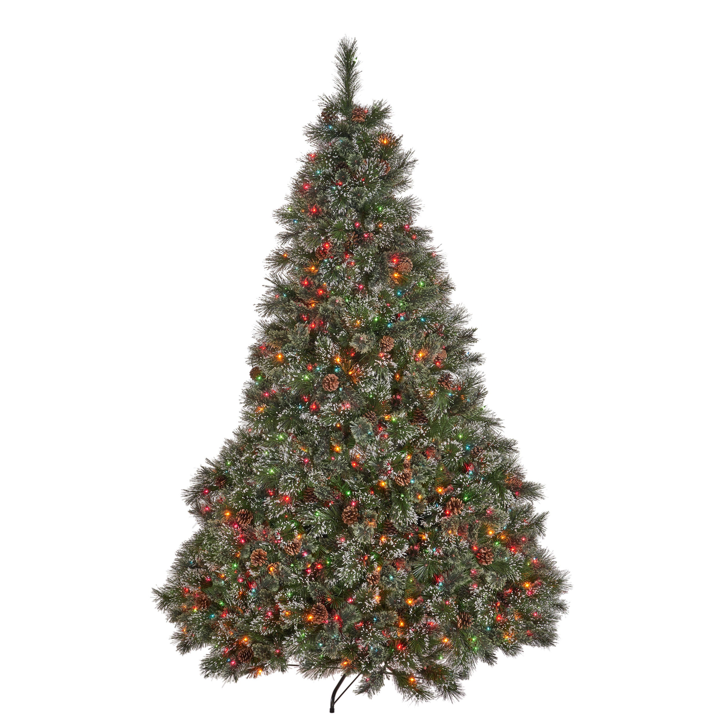 9-foot Cashmere Pine and Mixed Needles Hinged Artificial Christmas Tree with Snowy Branches and Pinecones