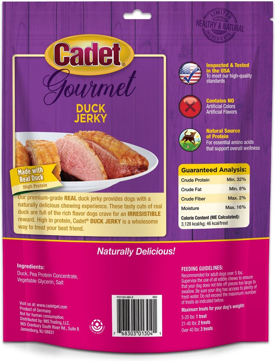 Cadet Gourmet Duck Jerky Dog Treat， 14-oz bag