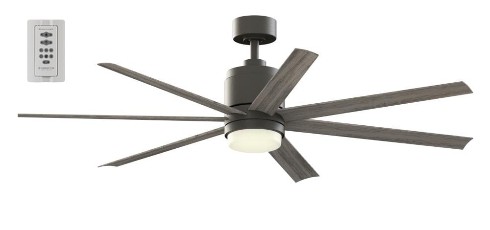 Fanimation Studio Collection Blitz 56-in Matte Greige LED Indoor/Outdoor Ceiling Fan with Light Remote (7-Blade)