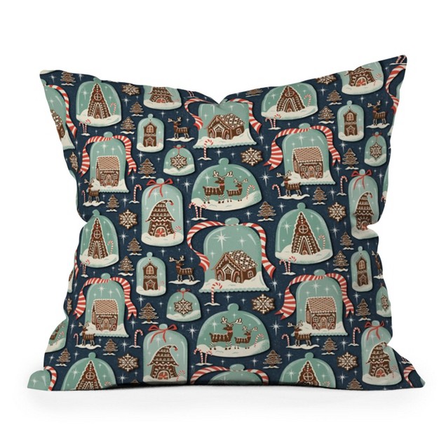 Heather Dutton Gingerbread Village Square Throw Pillow Blue Deny Designs