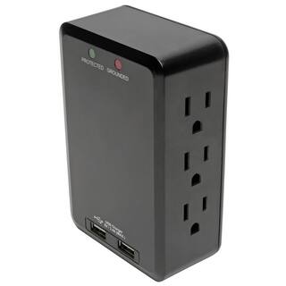 Tripp Lite Protect It 6-Outlet Side-Load Surge-Protector Wall Tap with 2 USB Charging Ports TLP6SLUSBB