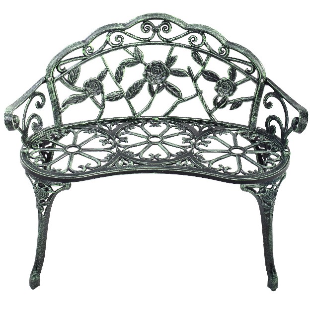 Antique Aluminum Bench Patio Garden Chair Porch Cast For Outdoor Green